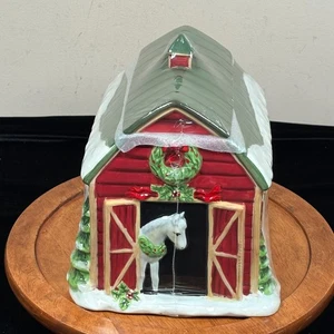 Susan Winget Certified International Homestead Barn Christmas 3D Cookie Jar New! - Picture 1 of 5