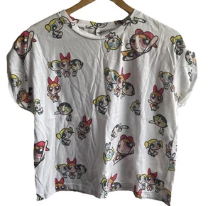 The powerpuff girls size 14 cropped T-shirt Cartoon Retro Fun - Picture 1 of 9