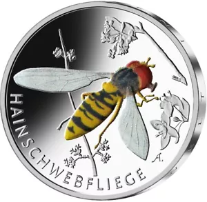 5 Euro Münze Hainschwebfliege 2024 Wunderwelt Insekten Stuttgart F - Bild 1 von 2