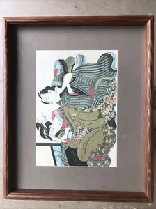 Vintage Japanese Woodblock Print: ASIAN MAN WITH GEISHA - Picture 1 of 8