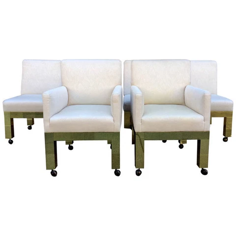 Set of Six Brass Cityscape Chairs Paul Evans for Directional Cover