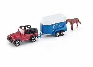 siku 1651, Jeep with Horse Trailer, Metal/Plastic, Multicolour, Incl. 1 toy hors