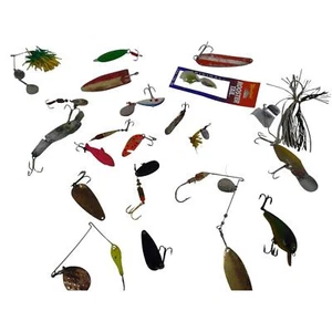 Lot 20 Vintage Fishing Lures Mepps Aglia Little Cleo Rooster Tail SAH48 - Picture 1 of 22