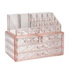 Jewelry and Cosmetic Boxes with Brush Holder - Pink Diamond Pattern Storage D...
