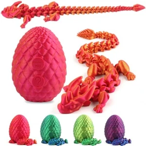 3D Printed Dragon Egg with 12" Flexible Dragon Fidget Toy Figurine Decor Gifts - Picture 1 of 23