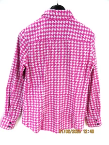 J. CREW THE PERFECT SHIRT SZ S 100% Cotton Magenta/White Hounds Button Shirt Top - Picture 1 of 16