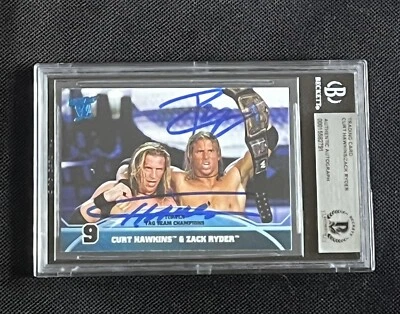 CURT HAWKINS & ZACK RYDER 2013 TOPPS BEST OF WWE SIGNED AUTO CARD BAS AUTHENTIC - Image 1 of 2