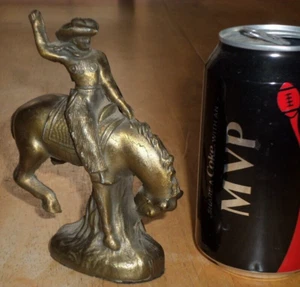 OLD WEST COWBOY BRONC RIDER, POT METAL MADE, Desk Top Statue, 196O's, VINTAGE - Picture 1 of 9