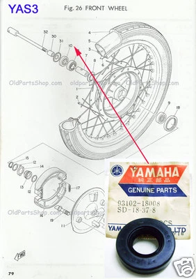 Yamaha YAS1 YAS2 YAS3 RD125 LS2 JT1 YJ1 CT1 Front Wheel Oil Seal NOS 93102-18008 Foto 1 de 3