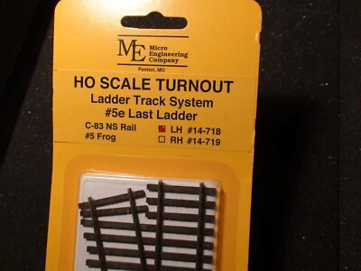 Micro- Engineering #14-718 HO LADDER TRACK SYSTEM TURNOUT LH #5e Code 83 - Image 1 of 4