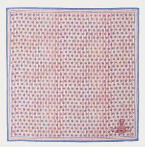 Nuevo pañuelo Vivienne Westwood bufanda de algodón FLOR FRANCESA azul marino - Imagen 1 de 3