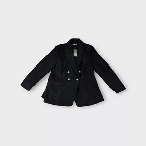 Katies Black Raspberry Bloom Wall Text Blazer Jacket Women's 20 New With Tags - Picture 1 of 8
