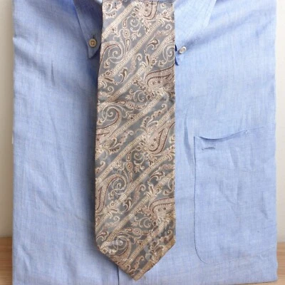 Corbata Western Boho Cuello Para Hombre Azul Blanco Cachemira Floral Tejida Seda Clásica LUCINI Foto 1 de 4