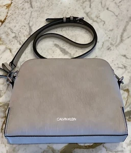 CALVIN KLEIN CROSSBODY BAG TAUPE DOUBLE ZIPPER SOFT FAUX LEATHER MEDIUM SIZE - Picture 1 of 16