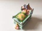 Gisela Graham Rare Early Ceramic Trinket Box Cute Bunny Bed / Cot Rocking Cradle