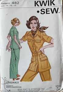 CHAQUETA Y PANTALÓN de Safari Kwik Costura Años 70 De Colección Patrón de Costura 14-16-18 Busto 38-41 SIN CORTAR - Imagen 1 de 2