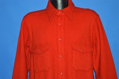 CAMISA DE CAMPAMENTO DE LANA PESADA WOOLRICH VINTAGE AÑOS 40 CAZA CUELLO GRANDE CHAQUETA PARA HOMBRE LRG L Foto 1 de 4