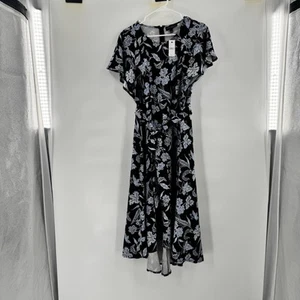 Vestido midi Lane Bryant Lena blanco y azul manga alta baja acampanada ajuste acampanado 16 - Imagen 1 de 14