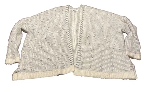 SIONI Open Front Cardigan Crop Sweater Fuzzy Drape Front Light Beige M Boxy Flow - Picture 1 of 7