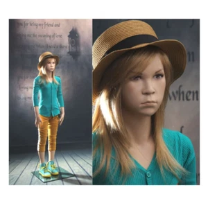 Realistic Female Junior Kids Fiberglass Full Body Mannequin with Base - Picture 1 of 5