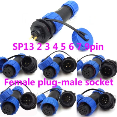 SP13 2 to 9 pin Waterproof Connector Panel Mount Circular IP68 Rated Plug Socket - Image 1 of 4