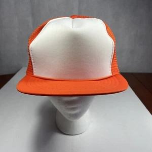 Vintage 80’s AmaPro SnapBack Hat Orange/White 100% Polyester Made In China Blank - Picture 1 of 8