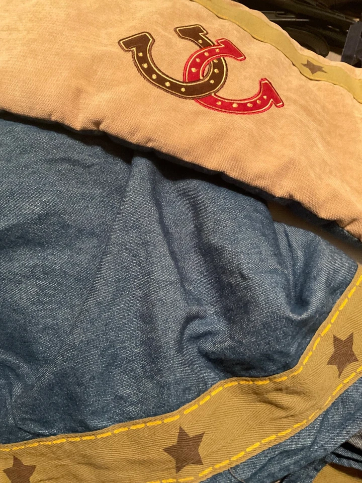 Berço de cordeiro e hera babado poeira berçário meninos denim cowboy decoração ferradura ocidental  - Imagem 1 de 1