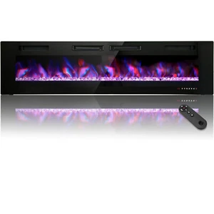 72 Inches Ultra-Thin Electric Fireplace Wall Mounted & Recessed Fireplace Heater - Picture 1 of 11