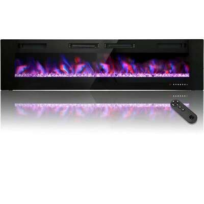 72 Inches Ultra-Thin Electric Fireplace Wall Mounted & Recessed Fireplace Heater - Image 1 of 4