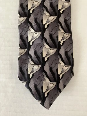Corbata para hombre J. Garcia corbata seda negra plata gris abstracta ancha satinada Foto 1 de 4