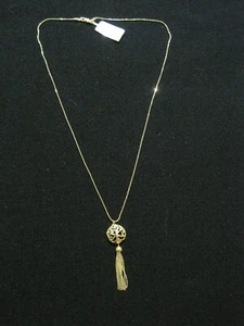 925 Gold Sterling Silver Tassel Pendant Necklace 18" long Chain  ~ New with Tag - Imagen 1 de 3