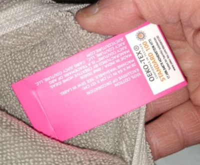 Juicy Couture Bath Towel Purple White Stripe Gray Soft 100% Cotton Plush 28"x54" - Image 1 of 2