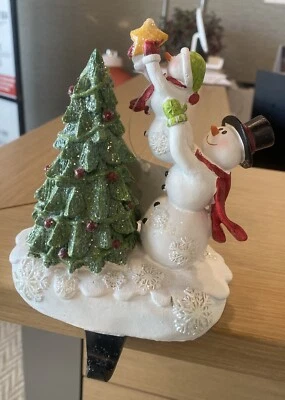 Medias Soporte Percha Navidad Muñeco de Nieve Con Árbol de Navidad Caprichoso Vacaciones Foto 1 de 4