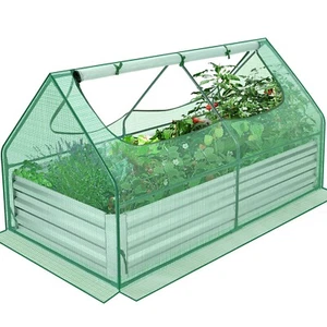 6x3x1ft Galvanized Raised Garden Bed kit Garden Planter Box Outdoors with Cover - Picture 1 of 32