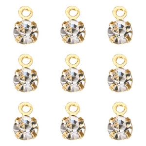 100 colgantes de gota de cristal chapados en oro dijes de latón estrás 5,5x3,5x2,5 mm - Imagen 1 de 6