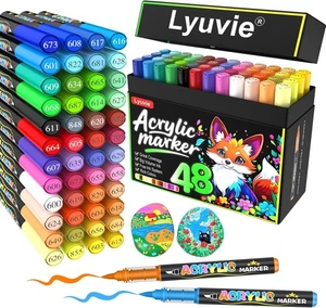 Marcadores bolígrafos de pintura acrílica Lyuvie 48 colores 1 unidad (paquete de 48), 48 colores  - Imagen 1 de 14