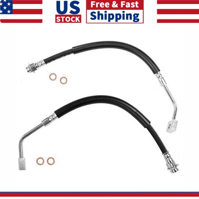 2x Front Left & Right Brake Hose Brake Line For 1982-1986 Jeep CJ7 - Image 1 of 4