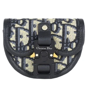 Christian Dior Gallop Nano Pouch Oblique Jacquard Leather Navy Trotter - Picture 1 of 8