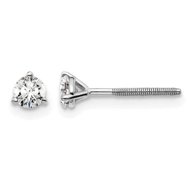 14k White Gold 1/3 Ct Round Cut Lab Grown Diamond VS+ F+ Screwback Stud Earrings - Image 1 of 4