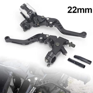 7/8" Motorcycle Handlebar Brake Master Control Cylinder & Clutch Lever Set Black - Picture 1 of 9