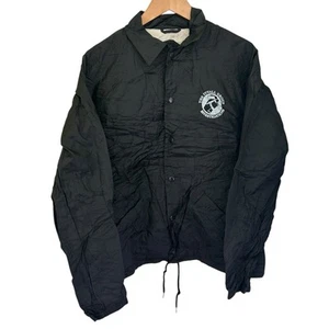 Vintage Coach Jacket Mens L Large Black Nylon Workwear PI Private Investigator - Picture 1 of 6