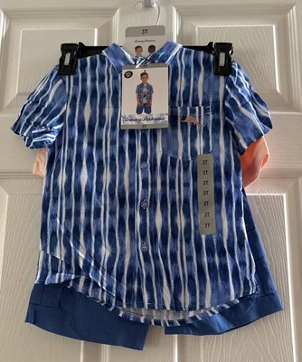 Tommy Bahama Juego de 3 Piezas Niños, Talla 3T-Azul (NUEVO CON ETIQUETAS) Foto 1 de 4