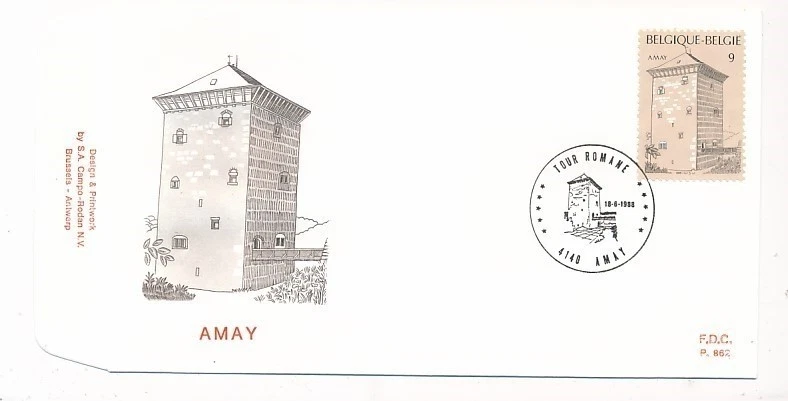 D164736 Belgium FDC P.862 Buildings Architecture Amay - Image 1 of 1