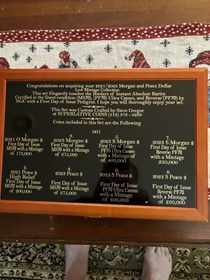 2021 / 2023 MORGAN/ PEACE DOLLAR LOW MINTAGE  8 COIN SET. MS 70,PF70, NGC, FDI. - Image 1 of 4