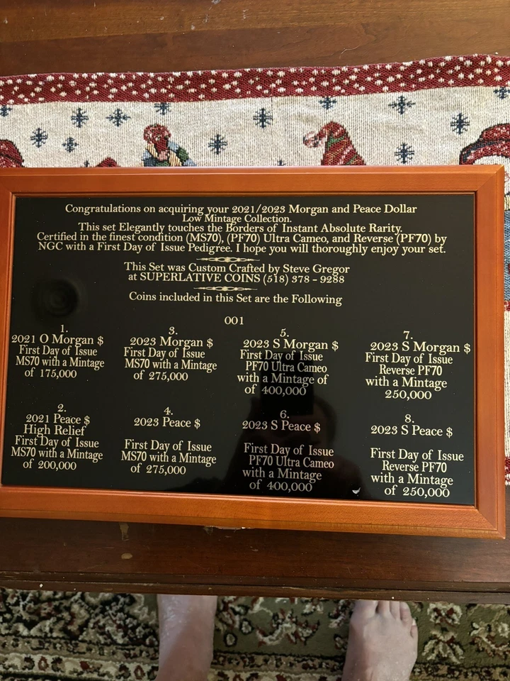 2021 / 2023 MORGAN/ PEACE DOLLAR LOW MINTAGE  8 COIN SET. MS 70,PF70, NGC, FDI. - Image 1 of 4