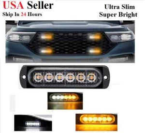 Barra de luz ultra delgada 4X 6 LED advertencia de peligro de emergencia todoterreno baliza estroboscópica - Imagen 1 de 12