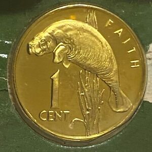 1976 Guyana  South America 1 Cent Coin, KM #37 Gem Proof ~Manatee ~  Low Mintage