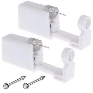 2 Pack Self Ear Piercing Gun Disposable Self Ear Piercing Kit Safety Earring - Picture 1 of 7