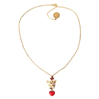 DOLCE & GABBANA Necklace Gold Brass Chain Dog Heart Pendant Charm Women 600usd - Image 1 of 4