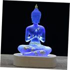Buddha Statue with LED Light Base, 7'' Seated Small Figurine Collectibles Blue